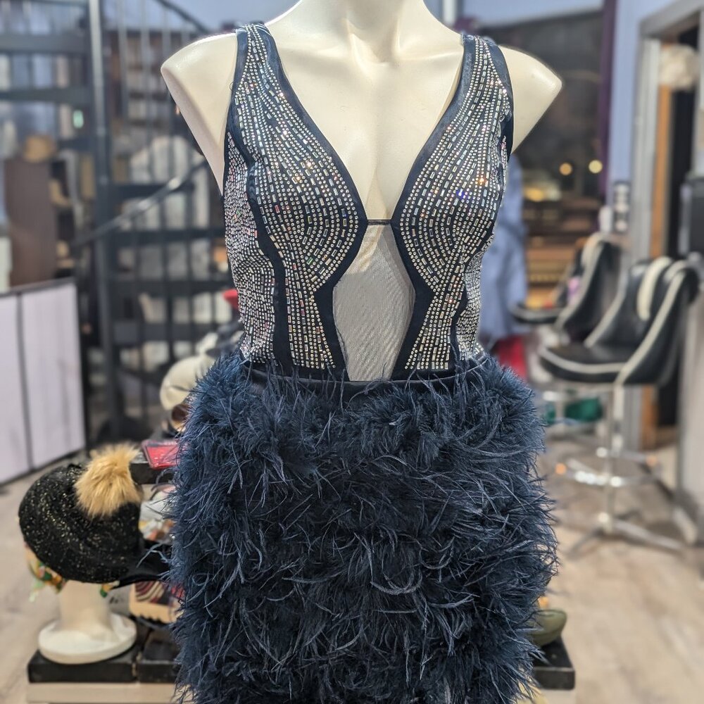Fashion Nova Lux Feather Party Dress
